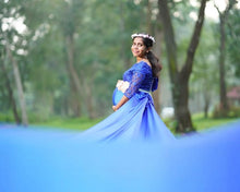 Load image into Gallery viewer, G400, Royal Blue Long Satin Trail Prewedding Shoot Gown, Size(All)pp