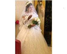 Load image into Gallery viewer, W176, White Long Flair Sleeve Wedding Ball Gown, Size (XS-30 to XL-40)