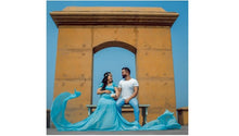 Load image into Gallery viewer, G243, Light Blue Maternity Shoot Baby Shower Trail Lycra Body Fit Gown, Size(All)
