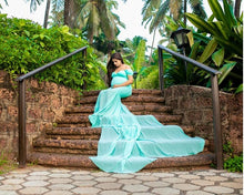 Load image into Gallery viewer, G49 (3), Light Green Maternity Shoot Baby Shower Trail Lycra Body Fit Gown, Size(All)