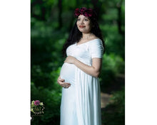 Load image into Gallery viewer, G152 (2), White Maternity Shoot Trail Baby Shower Lycra Body Fit Gown, Size (ALL)