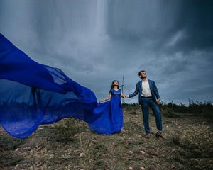 G300 (12), Royal Blue Long Trail Prewedding Shoot Gown, Size - (All)