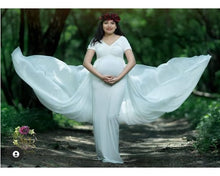 Load image into Gallery viewer, G152 (2), White Maternity Shoot Trail Baby Shower Lycra Body Fit Gown, Size (ALL)