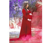 Load image into Gallery viewer, G44 (10)  Wine Red Maternity Shoot Trail Baby Shower  Lycra Fit Gown, Size (ALL)