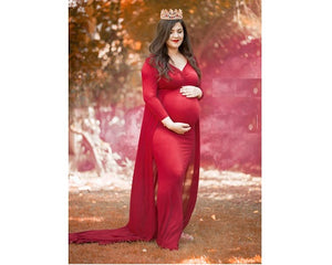 G44 (10)  Wine Red Maternity Shoot Trail Baby Shower  Lycra Fit Gown, Size (ALL)