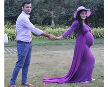 Load image into Gallery viewer, G41,(6) Purple Maternity Shoot Trail  Lycra Fit Gown, Size (ALL)