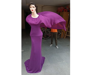 G346, Purple Maternity Shoot Baby Shower Trail  Lycra Fit Gown, Size (All)