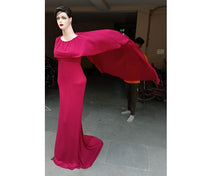 Load image into Gallery viewer, G446,(2) Wine Red Maternity Shoot Baby Shower Trail Lycra Fit  Gown, Size (All)