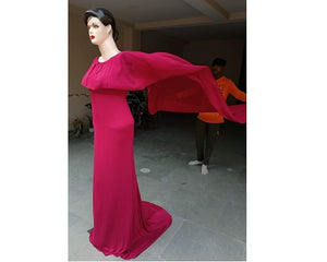 G446,(2) Wine Red Maternity Shoot Baby Shower Trail Lycra Fit  Gown, Size (All)