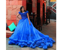 Load image into Gallery viewer, G237 (2),Luxury Royal Blue Puffy Cloud Trail Ball Gown,  Size - (XS-30 to XXL-42)