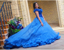 Load image into Gallery viewer, G237 (2),Luxury Royal Blue Puffy Cloud Trail Ball Gown,  Size - (XS-30 to XXL-42)