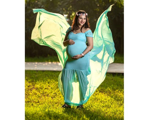 G49, (3) Light Green Maternity Shoot Baby Shower Trail  Lycra Fit Gown, Size(All)