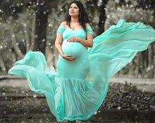 Load image into Gallery viewer, G49, (3) Light Green Maternity Shoot Baby Shower Trail  Lycra Fit Gown, Size(All)