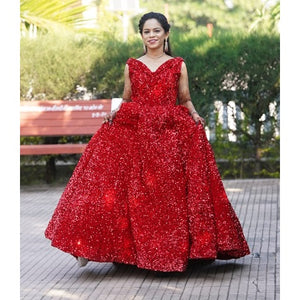 G337, Red Luxury Sequence Quinceanera Ball gown, Size (XS-30 to L-38)