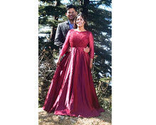 Load image into Gallery viewer, G92 (11), Dark Wine Satin Ball Gown, Size (XS-30 to XXXL-46),