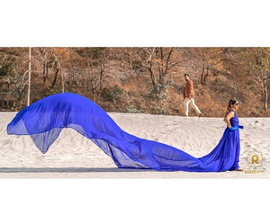 G300 (12), Royal Blue Long Trail Prewedding Shoot Gown, Size - (All)