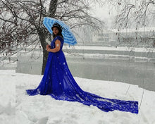 Load image into Gallery viewer, G300 (12), Royal Blue Long Trail Prewedding Shoot Gown, Size - (All)