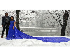 G300 (12), Royal Blue Long Trail Prewedding Shoot Gown, Size - (All)