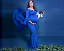 Load image into Gallery viewer, G207,(4) Navy Blue Maternity Shoot Baby Shower Trail Lycra Body Fit Gown, Size(All)