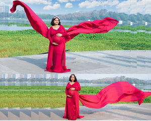 G44 (10)  Wine Red Maternity Shoot Trail Baby Shower  Lycra Fit Gown, Size (ALL)
