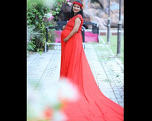 Load image into Gallery viewer, G600(7), Red Wine Long Trail Maternity Shoot Baby Shower Gown, Size(All)