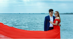 G601(7), Red Long Slit Cut Trail Prewedding Shoot Gown Size(All)