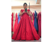 Load image into Gallery viewer, G121,  Luxury Red Carpet Red Off Shoulder Big Ball gown, Size (XS-30 to XL-40)pp