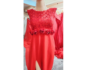 G601(7), Red Long Slit Cut Maternity Shoot Trail Gown, Size(All)