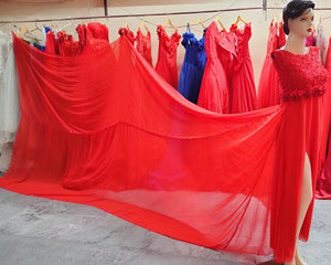 G601(7), Red Long Slit Cut Trail Prewedding Shoot Gown Size(All)