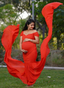 G215 (4), Red Maternity Shoot Trail Baby Shower Gown, Size(All)