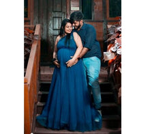 Load image into Gallery viewer, G319 (3), Blue Maternity One Shoulder Gown, Size (All)