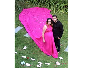 G251 (2), Hot Pink Maternity Shoot Baby Shower Trail Gown, Size (All)