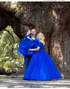 Royal blue ball gown for mother and daughter