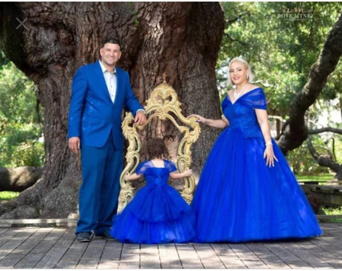 Royal blue ball gown for mother and daughter