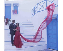 Load image into Gallery viewer, G183 (5), Wine  Half Sleeves Prewedding Shoot Infinity Long Trail Gown, Size (XS-30 to XL-40)