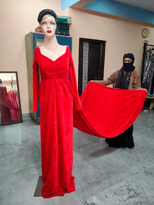 G24, Red Velvet Lycra maternity shoot Trail Gown, Size (All)