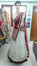 Load image into Gallery viewer, L48, White Maroon Lehenga, Size (XS-30 to XL-40)