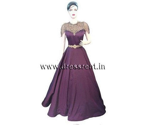 G90, High Neck Purple Gown, Size (S-32 to XXL-42)