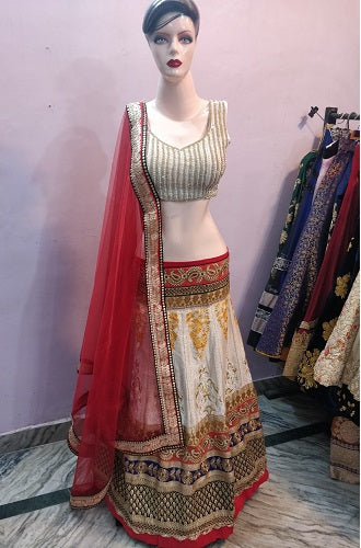 L72, Red Multicolor Lehenga, Size (XS-30 to XL-40)