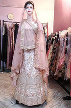 Load image into Gallery viewer, L82, Peach Pastel Golden Thread Work Bridal Lehenga, Size (XS-30 to XL-40)