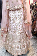 Load image into Gallery viewer, L82, Peach Pastel Golden Thread Work Bridal Lehenga, Size (XS-30 to XL-40)