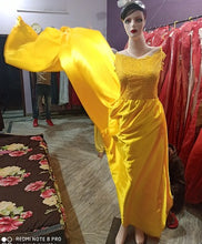 Load image into Gallery viewer, G278, Yellow Satin Long Trail Maternity Shoot Gown, Size(All)