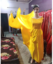 Load image into Gallery viewer, G278, Yellow Satin Long Trail Maternity Shoot Gown, Size(All)