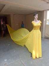 Load image into Gallery viewer, G378(2) Yellow prewedding Shoot Long Trail Gown, Size (All)