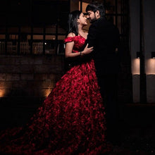 Load image into Gallery viewer, G437, Luxury Red Lace Foral PreWedding Long trail Gowns, Size (XS-30 to L-38)