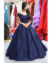 Load image into Gallery viewer, G238, Luxury Navy Blue Sequences Princess Big Ball Gown, Size (XS-30 to L-38)