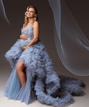Load image into Gallery viewer, G2005, Grey Ruffled  Shoot Trail Gown With Inner, (All Size) pp
