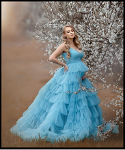 Load image into Gallery viewer, G2023, Sky Blue Frilled Trail Gown (All Sizes)pp