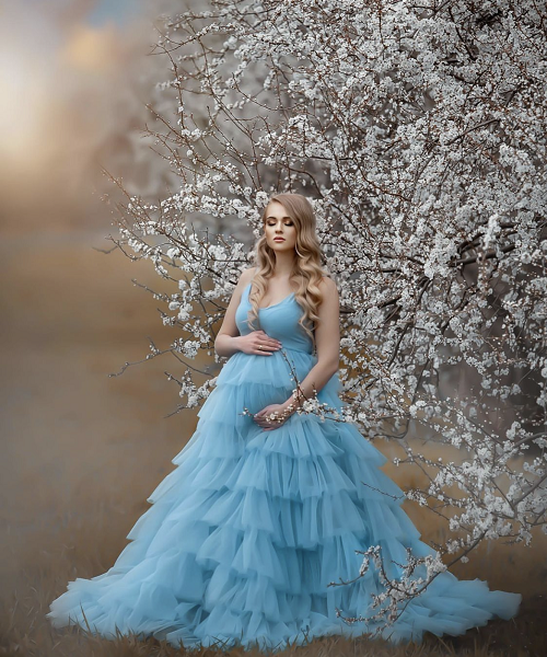 G2023, Sky Blue Frilled Trail Gown (All Sizes)pp