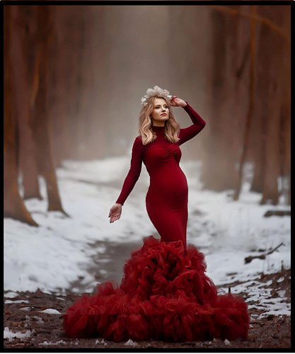G2024, Red wine Long Trail Body Fit Gown (All Sizes)